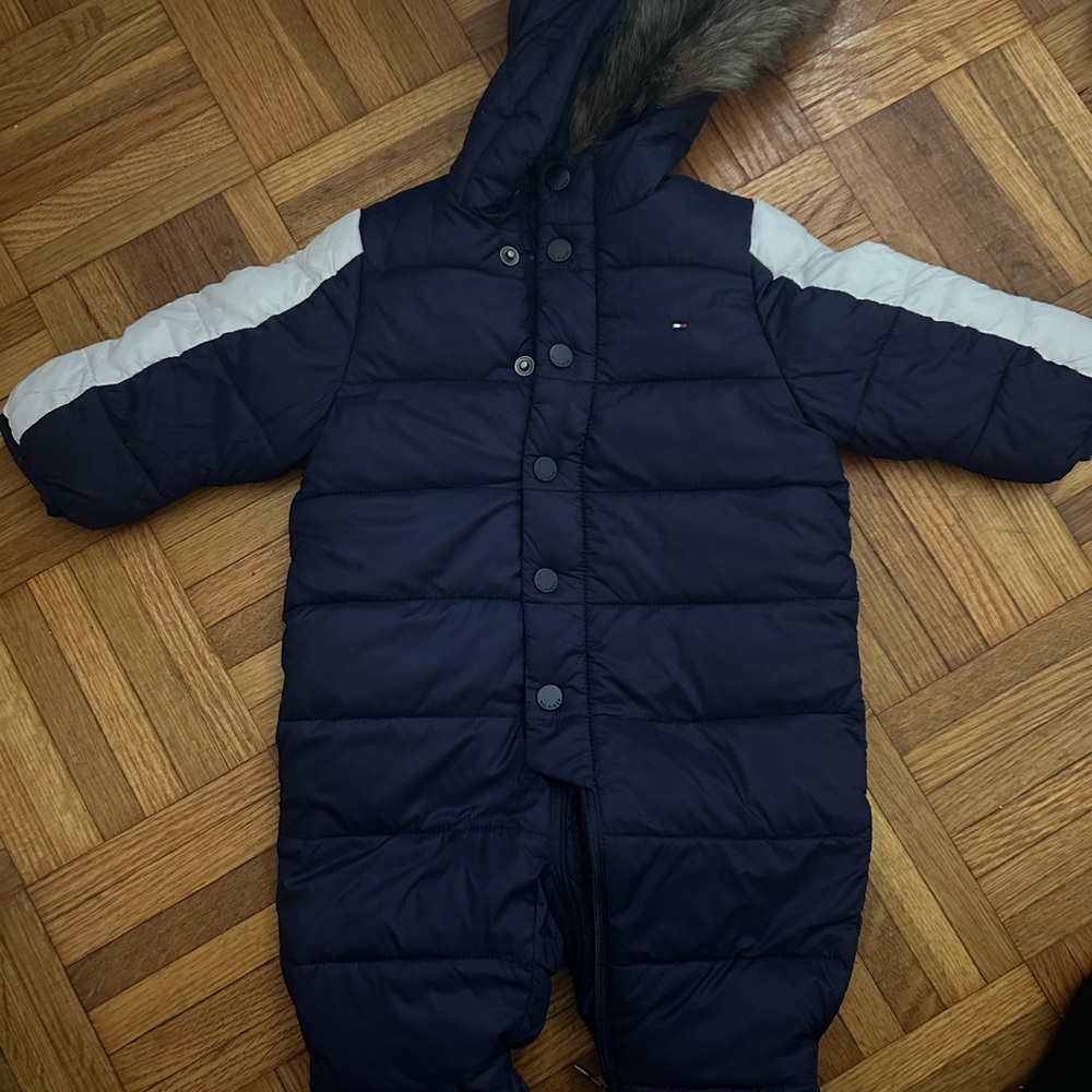 Tommy Hilfiger Blue Snowsuit with Fur Trim